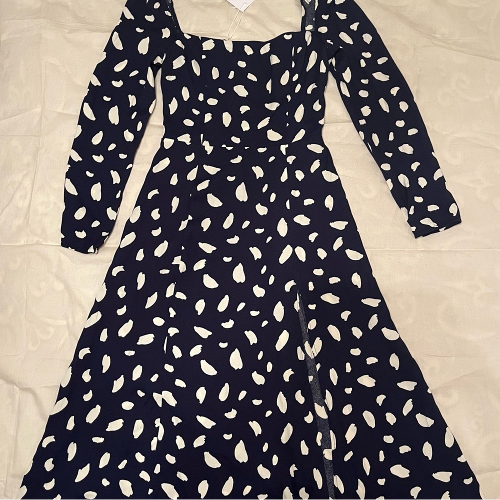 NWT Reformation Sigmund Splatter Midi Dress, Front Slit Size 6P